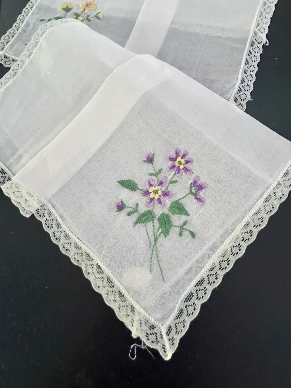 Vintage Embroidered Floral Handkerchiefs Lot of 8